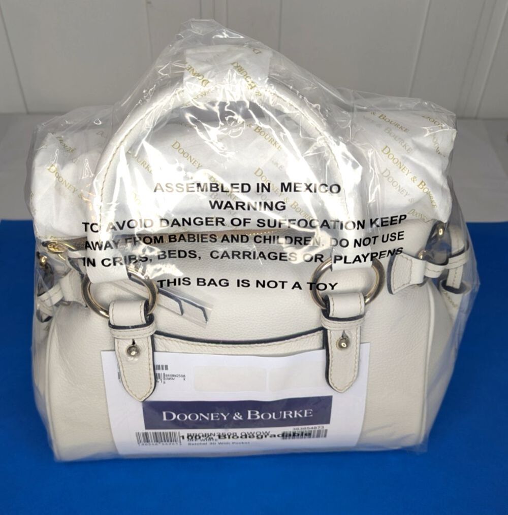 Dooney & Bourke Pebbled Leather Sorrento Satchel 30 with Pocket - Off White, NWT - Picture 11 of 12